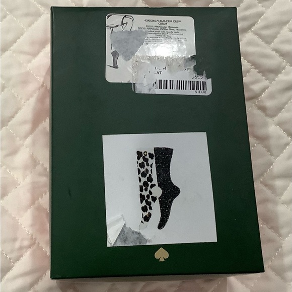 Kate Spade Animal print and black crew socks 2 pack - Picture 2 of 3
